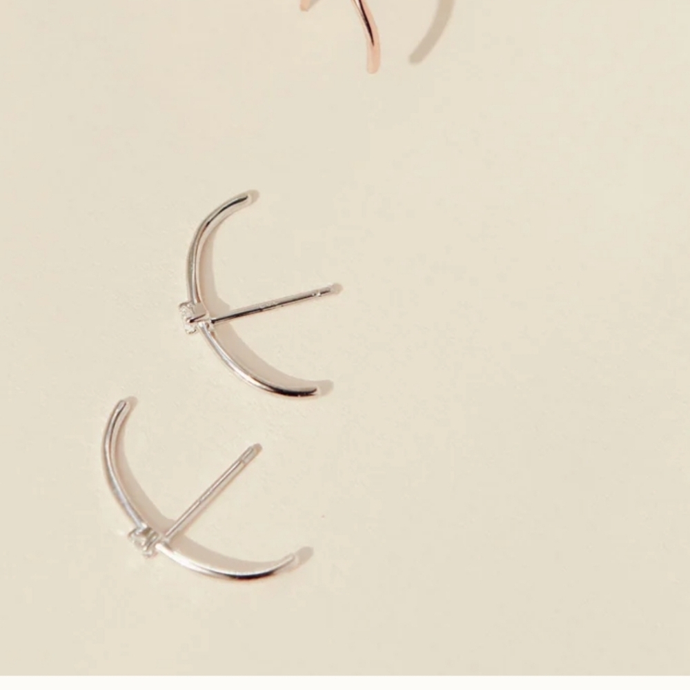 Silver Arc Stud Earrings